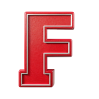 Alphabet F in the red design with white outline is isolated on transparent background png