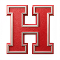 Alphabet H in the red design with white outline is isolated on transparent background png