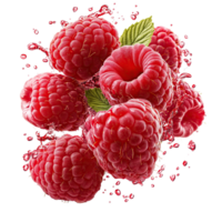 Fresh Raspberry Slices Floating in Mid-Air on Transparent Background png