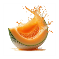 Cantaloupe in Stylish Water Splash Effect Isolated on Transparent Background png