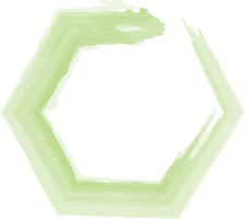 Green Hexagonal Watercolor Frame with Transparent Background for Creative Designs png