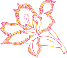 An ornamental artwork of a red flower featuring intricate details and ornate decorative patterns, symbolizing beauty, elegance, and floral style. png