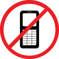 No cell phone icon with a red prohibition sign. Perfect for quiet zones, classrooms, and public spaces. Simple, design on a light background. png