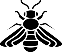 Stylized illustration of a honeybee in black ink, focusing on geometrically inspired wing shapes and bodylines. Depicts simplicity and craftsmanship, emphasizing the beauty of nature through png