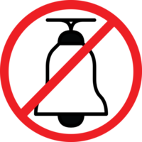 No bell ringing icon with a red prohibition sign. Perfect for quiet zones, libraries, and notification settings. Simple design on a light background. png