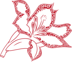 Elegant Red Floral Decoration Featuring Ornate Patterns and Detailed Petal Design png