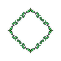 A square frame with green leaves on it png