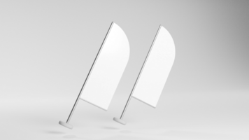 Two white flags mockup design on a gray background psd