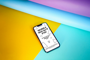 Mobile Mockup on Colorful Background - Smartphone Display psd