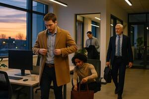 A group of people in an office setting photo