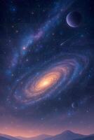 The milky way galaxy and its planets are shown in this image photo