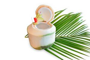 Top view of Cool coconut juice, focus selective photo