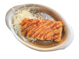 Top view of Katsu curry, Curry with pork cutlet , focus selective photo