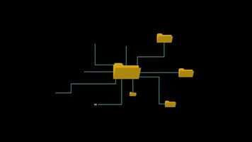 File folder tree structure animation showing organized data hierarchy video