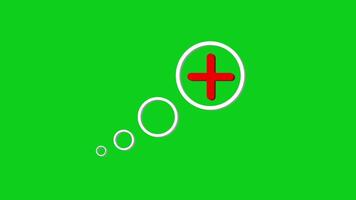 pensando bolhas com vermelho mais símbolo animação em verde fundo video