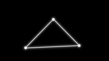 Glowing triangle shape with white neon lines and black background video