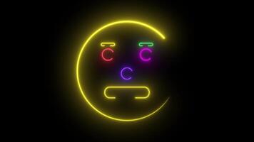 Neon face changing emotion from calm to angry video