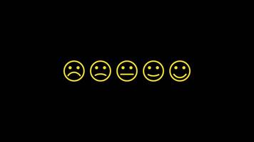 Rating animation showing a row of faces from sad to happy video