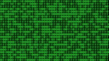 Green binary code animation on black background video