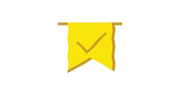 Yellow waving flag with check mark symbol in the center video