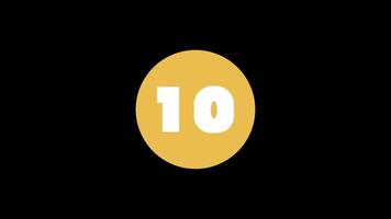 Countdown animation with circles showing numbers from ten to one video