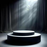 Empty podium with light coming from the window photo