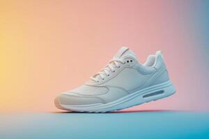 White sneaker on colorful gradient background photo