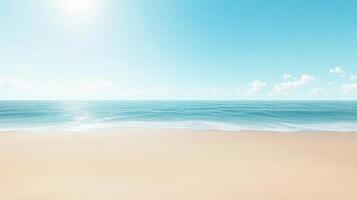 Serene beach view with soft sand and calm waters under a bright sky photo