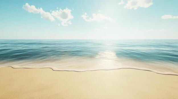 Explore the tranquil beauty of an empty beach with gentle waves and soft sand on a sunny day photo