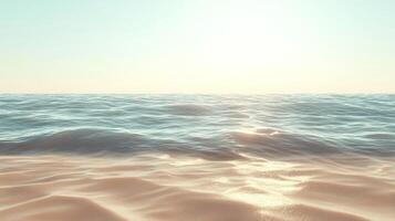 Minimalistic view of a tranquil beach with soft sand and calm sea at sunrise photo