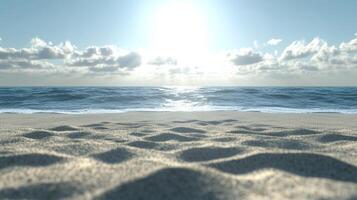 Calm sea and soft sand create a serene atmosphere on an empty beach during a sunny day photo