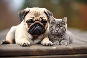 little kitten and puppy. photo
