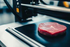 Innovative 3D printing technology creates vegan meat substitutes for sustainable dining choices photo