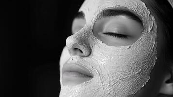 Relaxing facial treatment with a soothing mask applied indoors at a spa photo