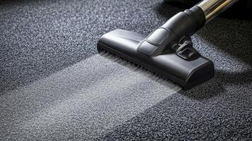 Vacuum cleaner in action on a textured carpet surface during a home cleaning session photo
