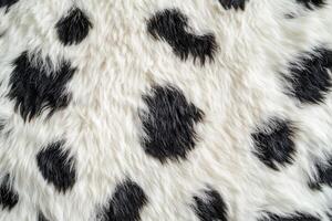 Soft black and white spotted fur texture perfect for home decor and fashion applications photo