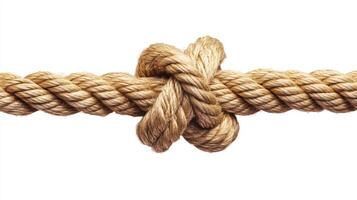 Detailed view of a tightly tied natural fiber knot showcasing intricate twists and textures during daytime photo