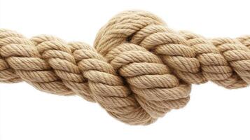 Thick, woven rope tied in a secure knot highlighting craftsmanship and durability in nautical and outdoor activities photo