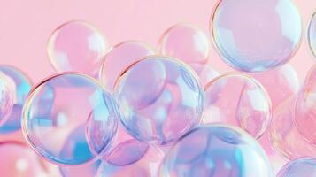 Bubbles float gracefully against a pastel pink and blue background, creating a dreamy atmosphere in soft colors photo