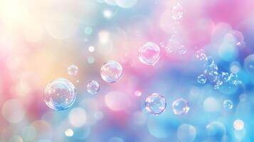 Pastel pink and blue bubbly background with soft gradients and circles floating randomly in a dreamy atmosphere photo