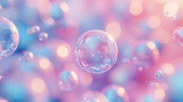 Soft pastel bubbles dance in a colorful background creating a dreamy atmosphere during a serene afternoon photo
