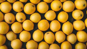 Bright yellow lemons arranged geometrically create a fresh and modern fruit-inspired background design perfect for culinary themes or decor photo