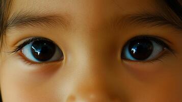Close-up of a child's expressive eyes revealing curiosity and wonder photo