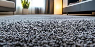 Large gray carpet covers the living room floor with a cozy atmosphere in a modern home photo