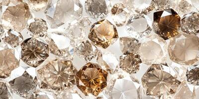 Sparkling gemstones and crystals in various shapes and sizes arranged beautifully, showcasing natural elegance and luxury, perfect for jewelry design concept photo