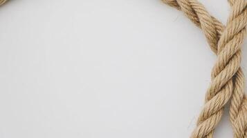 Twisted jute rope loop on a white background for versatile crafting and design applications photo