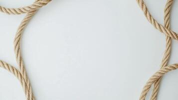 Twisted jute rope loops displayed on a clean white background showcasing natural texture and versatility in design projects photo