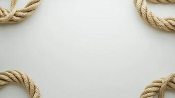 Twisted jute rope loops displayed on a white background for crafting and decor purposes in a creative setting photo