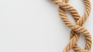 Twisted jute rope loop displayed on a clean white background for decorative or crafting purposes photo