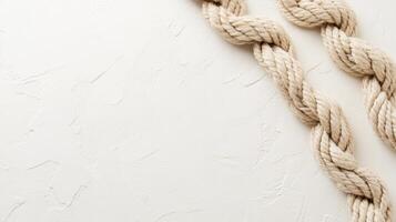Twisted jute rope looped elegantly against a clean white background photo